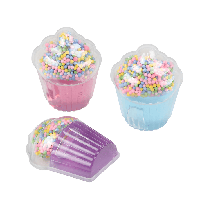 Colorful 3.25" Sprinkle Cupcake Putty in cupcake-shaped containers with fun sprinkles, perfect for creative sensory play.