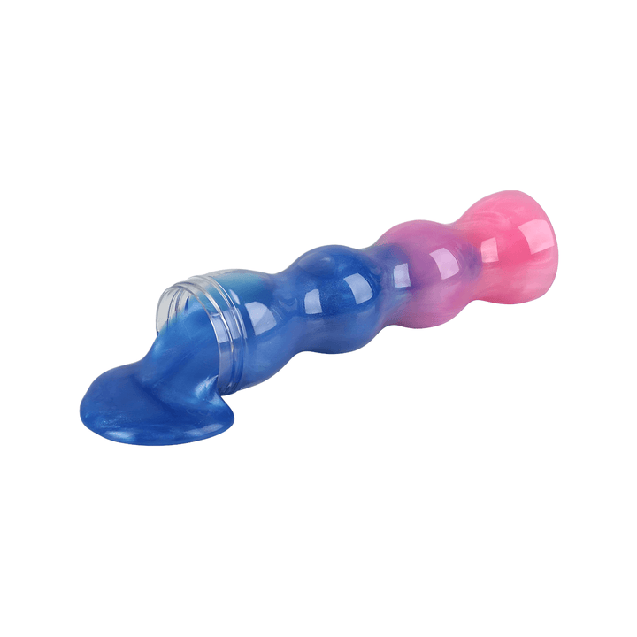 6.25" Spiral Bottle Two Tone Putty in blue and pink, oozing out for sensory play and fun.