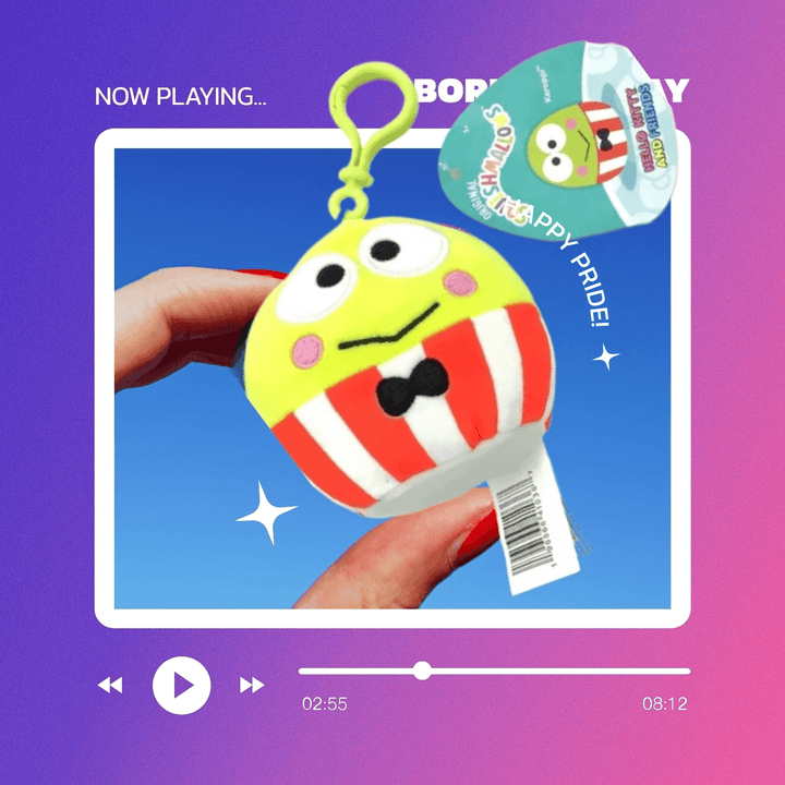 keroppi squishmallow clip plush 3.5 inch sanrio, squishmallow keychain