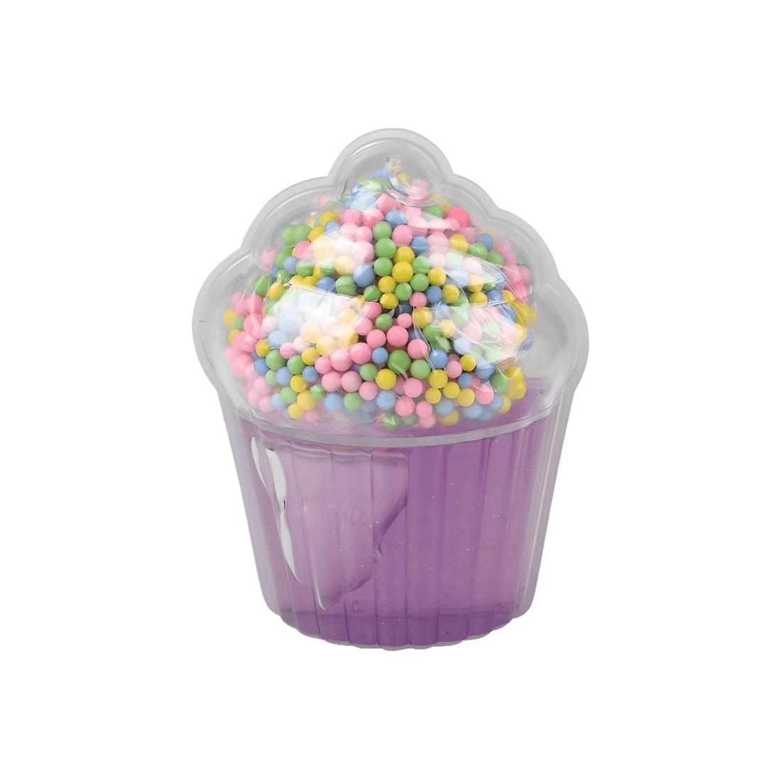 3.25" Sprinkle Cupcake Putty in a purple cupcake container with colorful sprinkles on top, perfect for creative play.