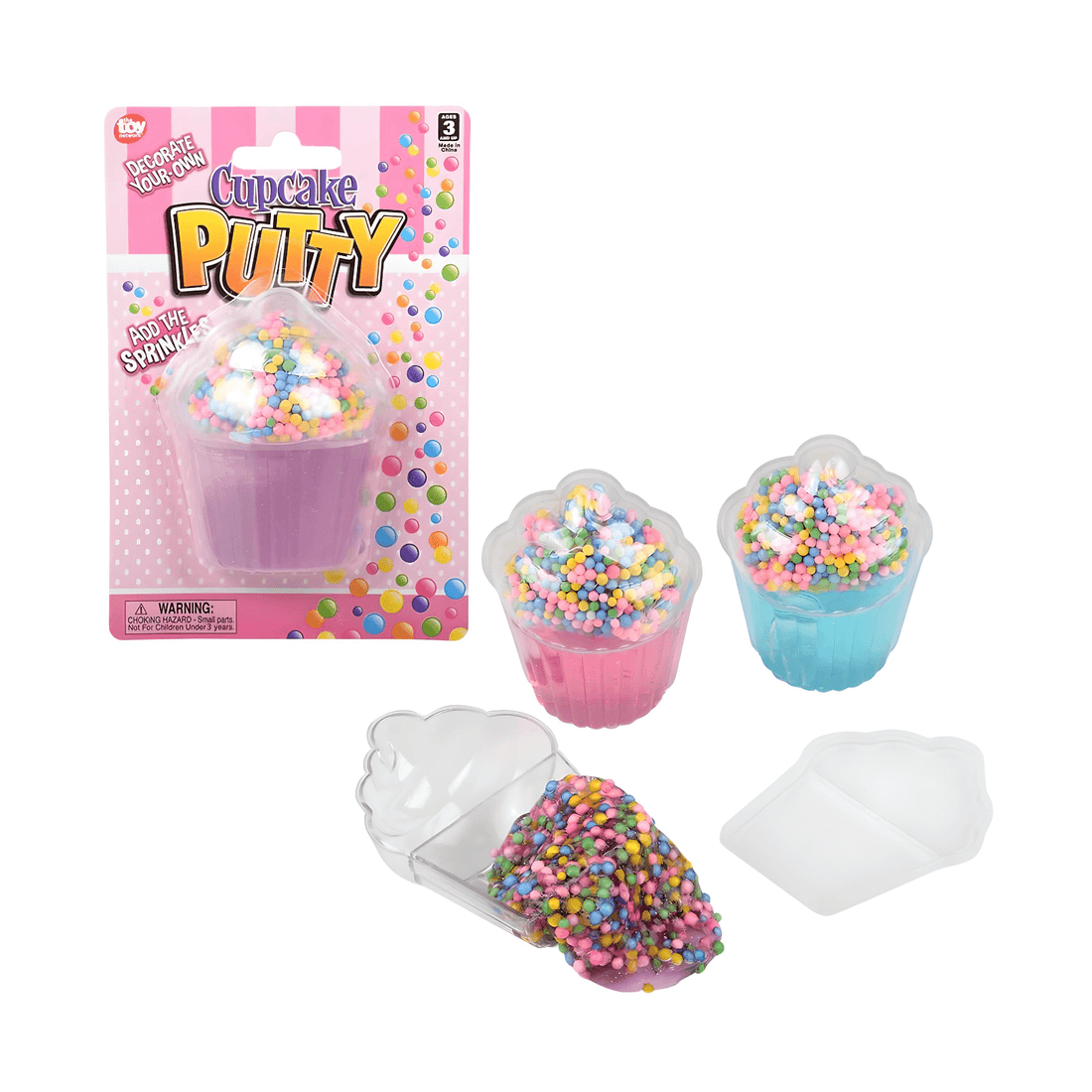 Colorful 3.25" Sprinkle Cupcake Putty kit with sprinkles in playful containers for sensory fun.
