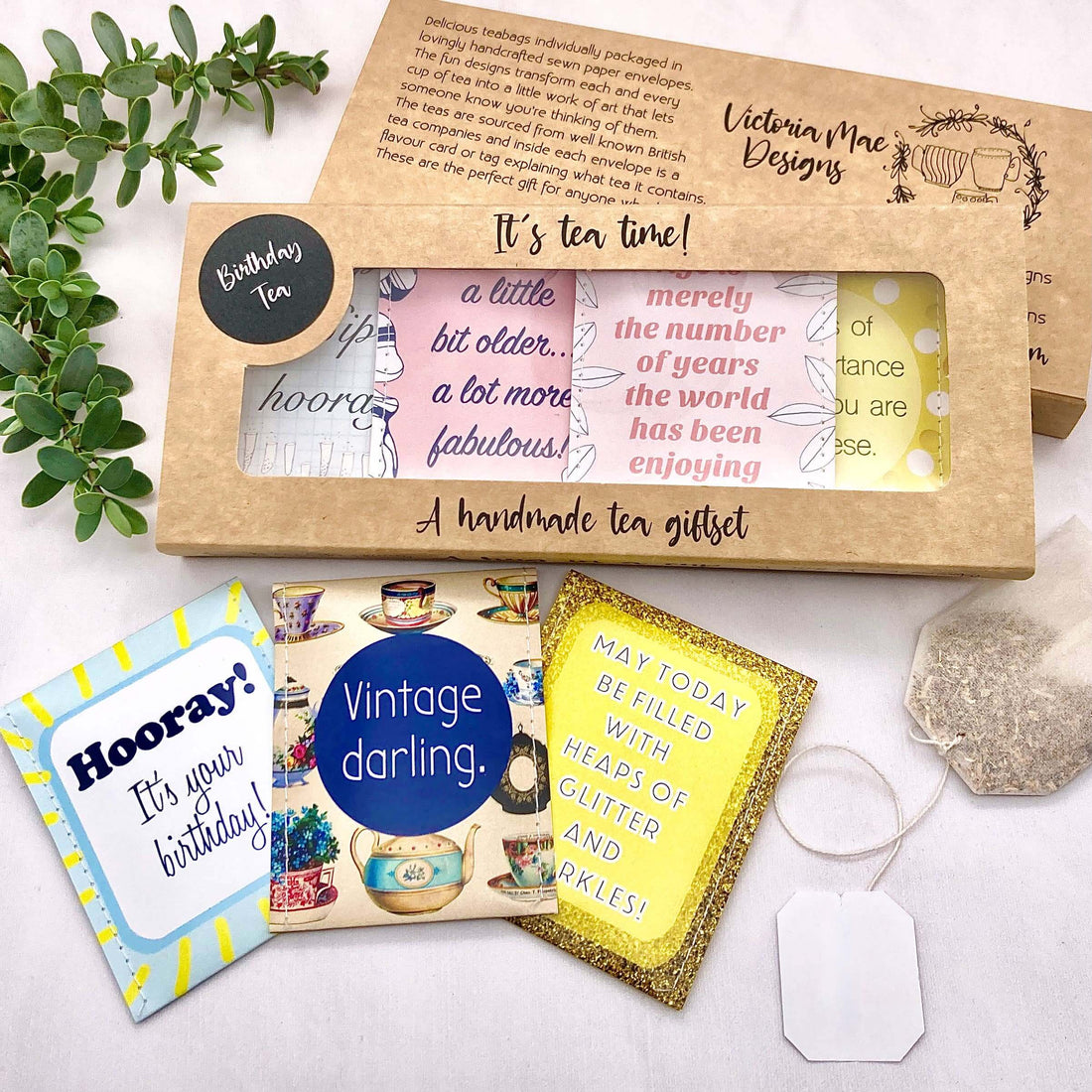 tea birthday gift set, Birthday Gift, tea set, English Breakfast, Earl Grey, Rooibos, Chamomile, Pure Green Tea, Peppermint and Berry tea