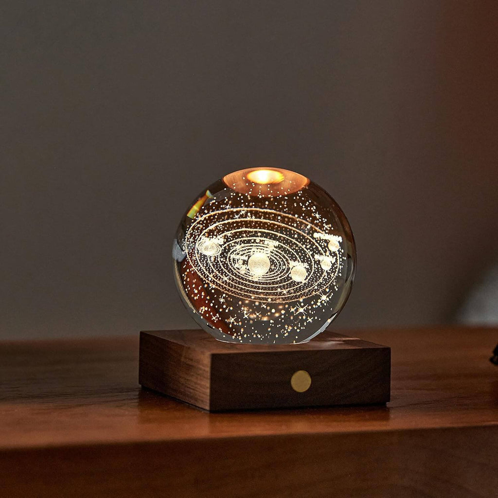 Amber Crystal Light Solar System – Elegant 3D Planetary Lamp