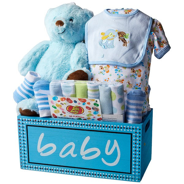 Baby Wooden Keepsake Basket - Blue - Everbond Gifts