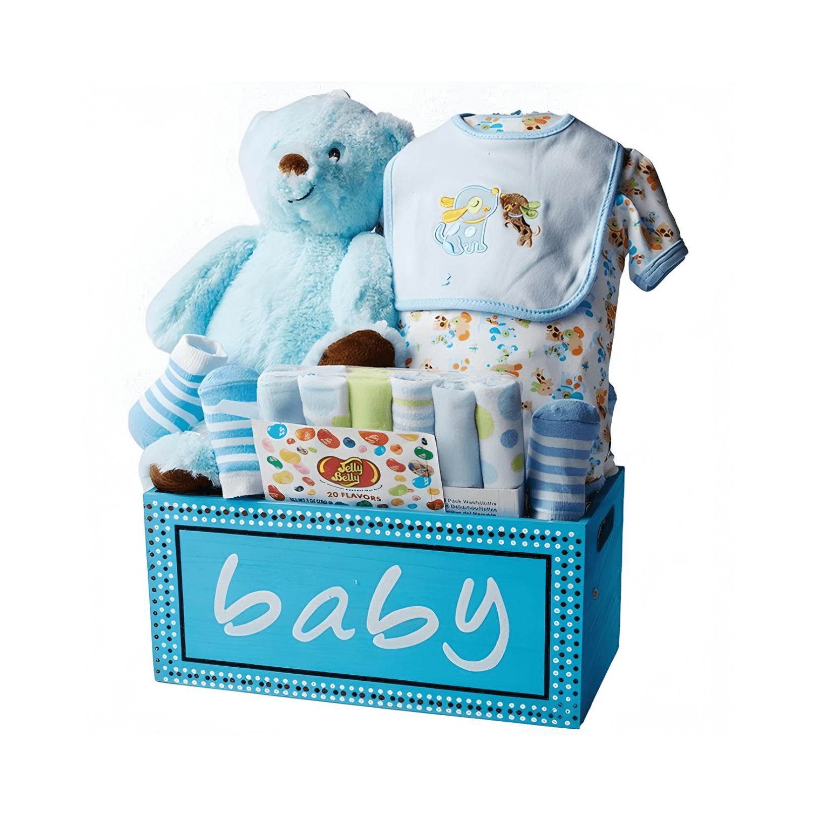 Baby Wooden Keepsake Basket - Blue