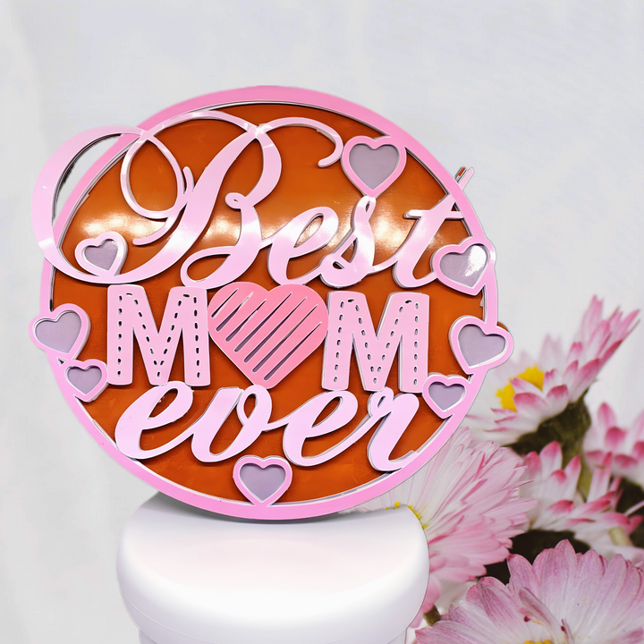 Pink 3D Best Mom Cake Topper - Everbond Gifts