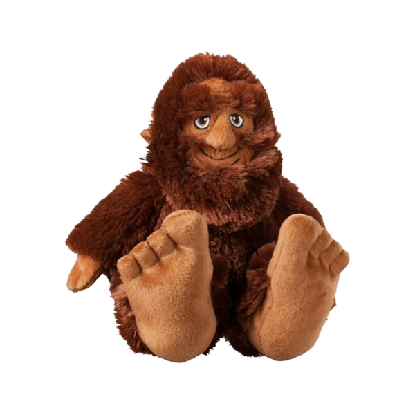 BigFoot Sasquatch plush toy 10" with oversized feet and soft fur, perfect cuddly companion inspired by folklore.