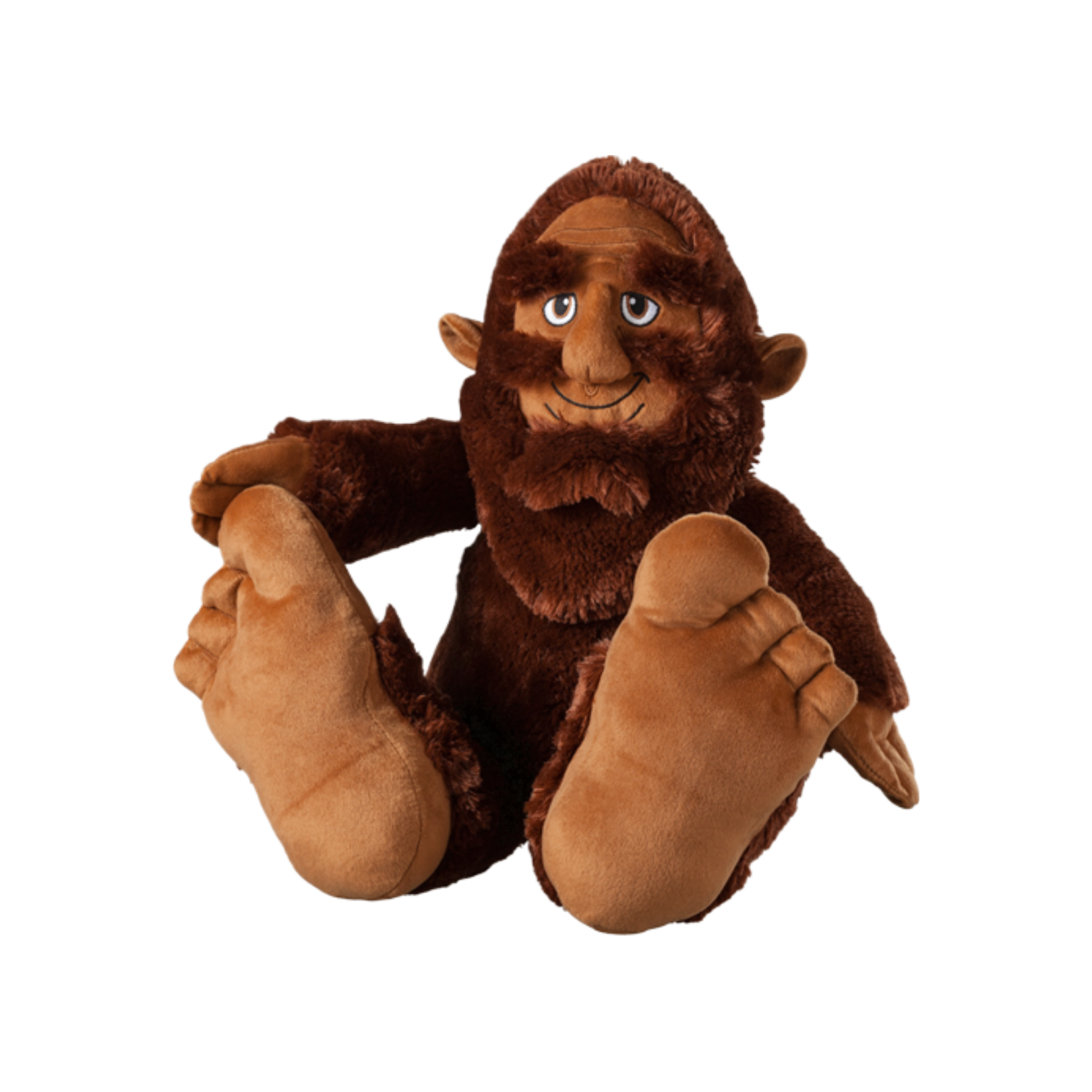 BigFoot Sasquatch plush toy 10" with oversized feet and soft fur, perfect for cuddling and imaginative play.