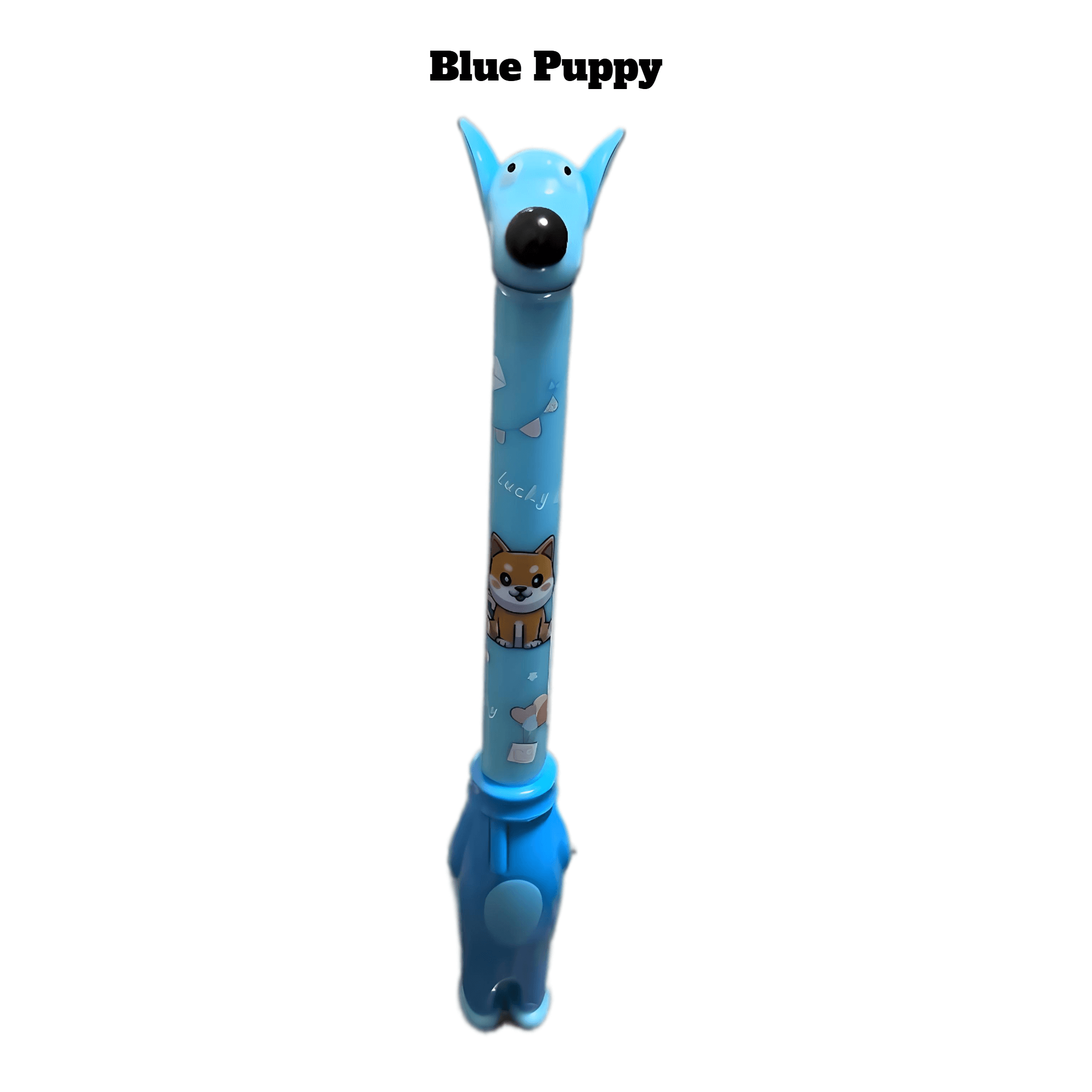 Cute blue puppy gel ink pen for collectors, part of the Zoo Animal Standing Pen series.