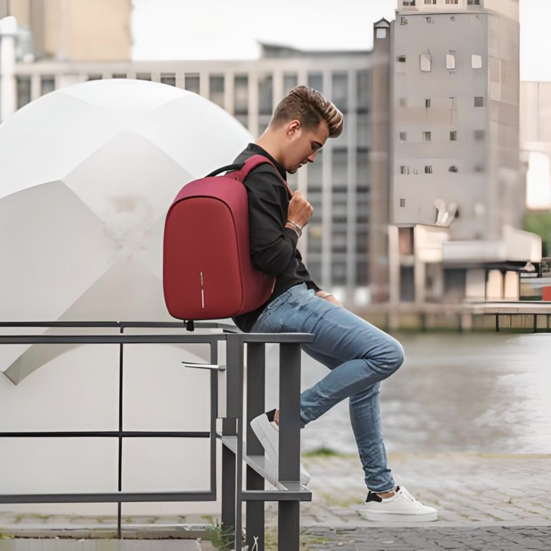 Bobby Hero Regular Anti-theft backpack-Cherry Red