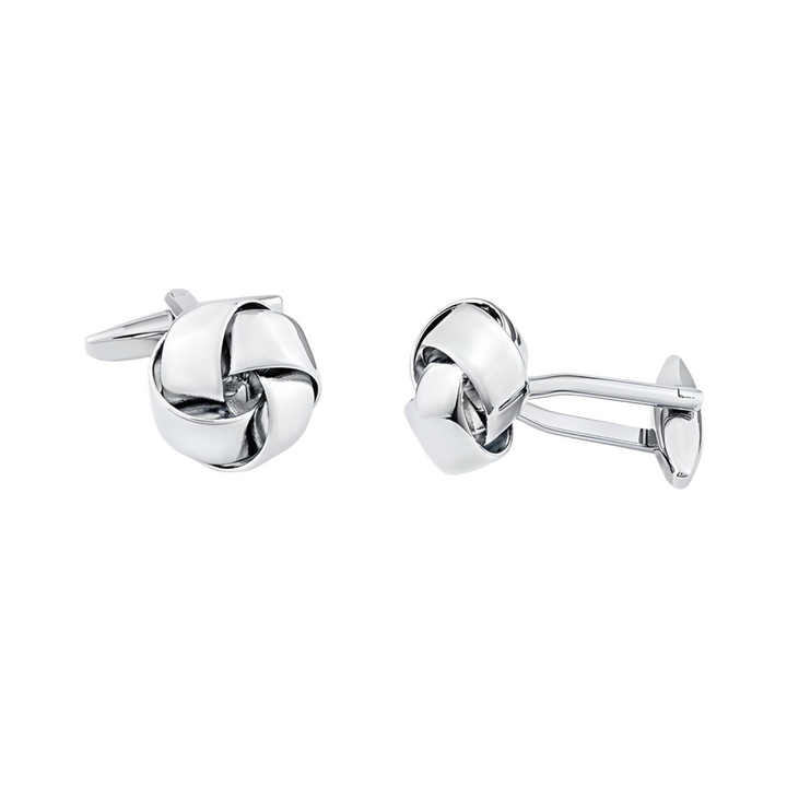 Brass Cufflink Love Knot Rhodium Plated - Everbond Gifts