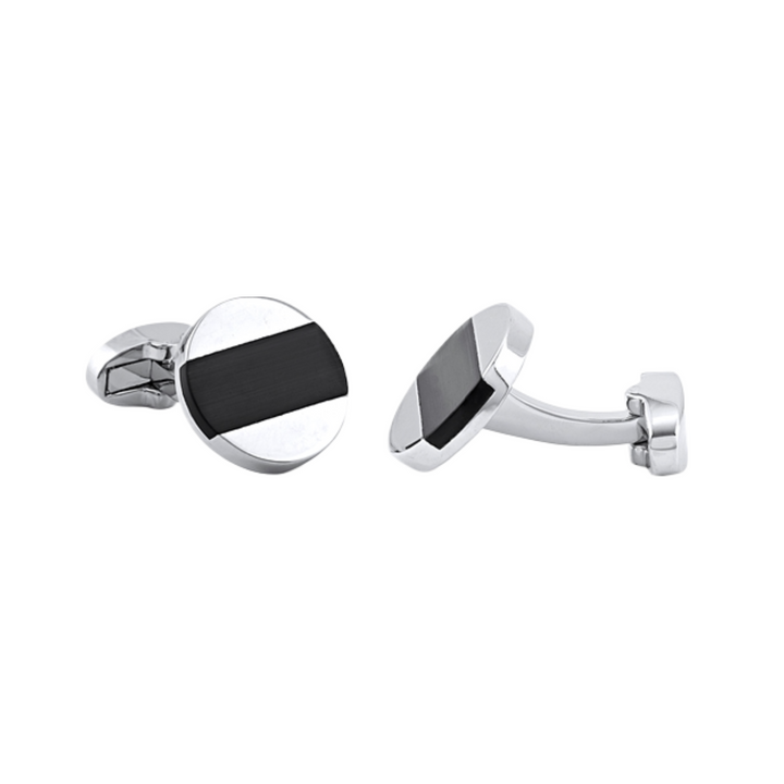 Brass Rhodium Plated Cufflink with Black Onyx - Everbond Gifts