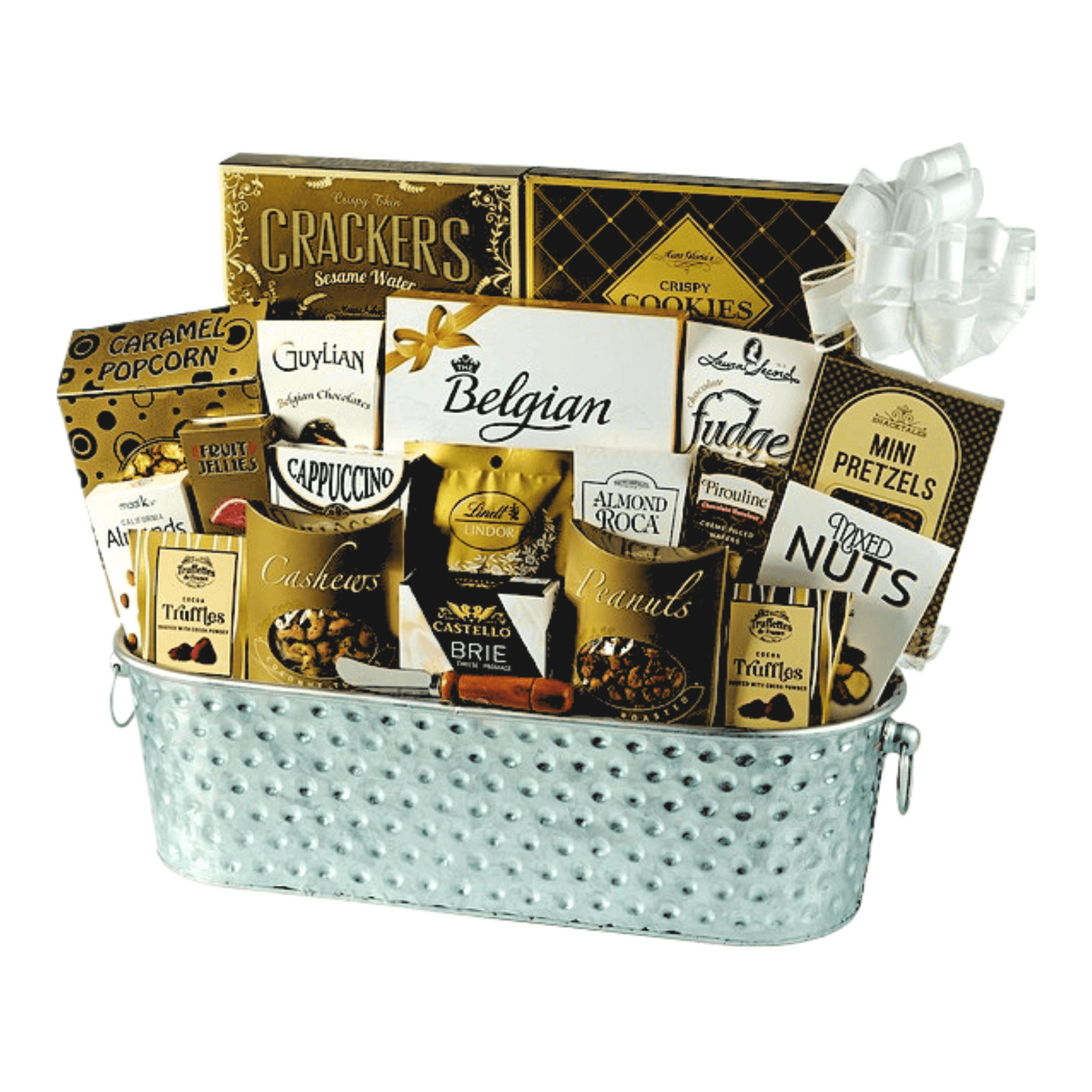 Bucketful of Gourmet – Deluxe Savoury & Sweet Basket featuring premium treats in a stylish metal bucket.
