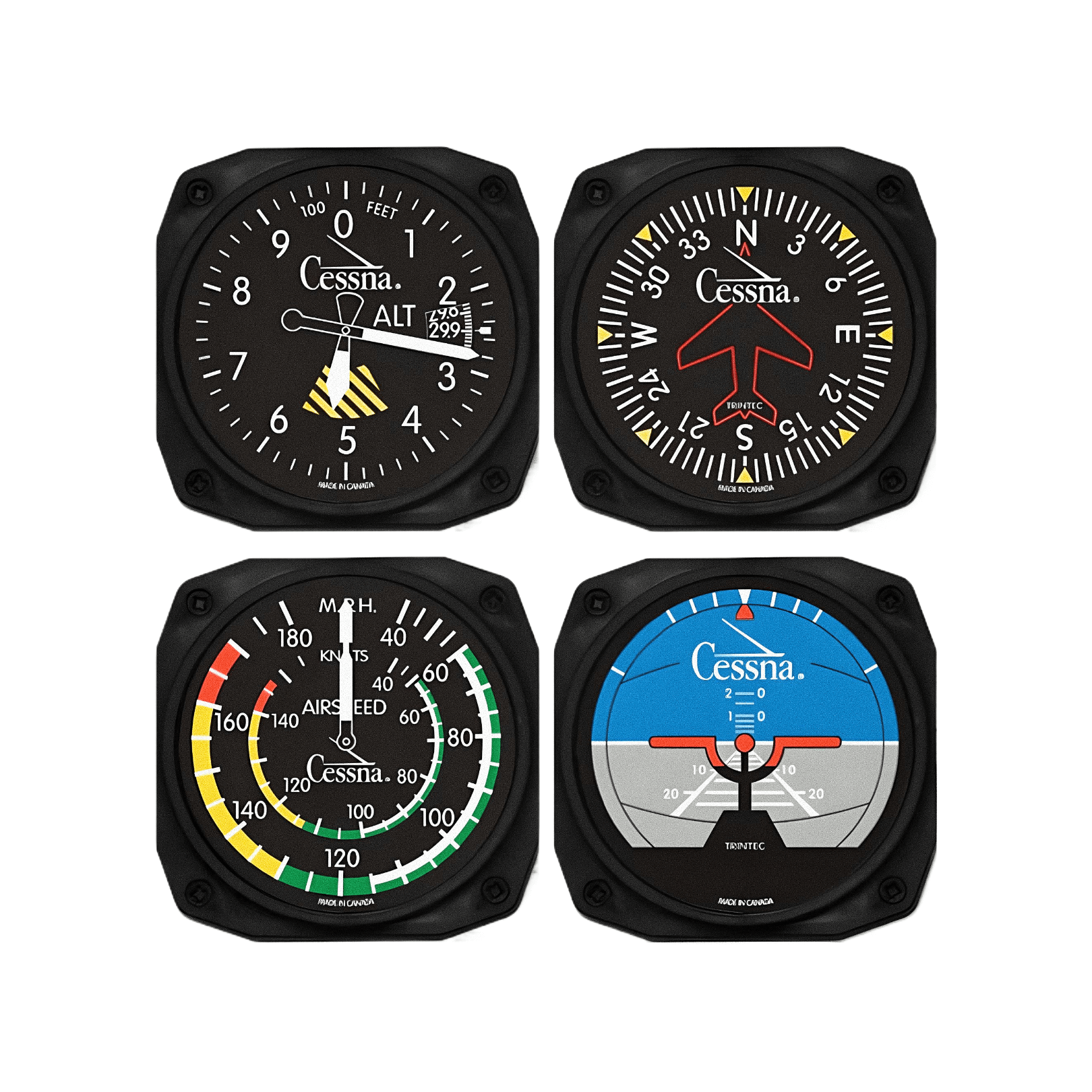 Trintec Cessna 4-Piece Instrument Coaster Set
