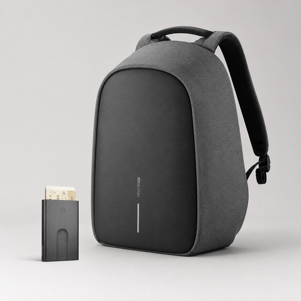 Anti-Theft Backpack & Aluminum Wallet Set