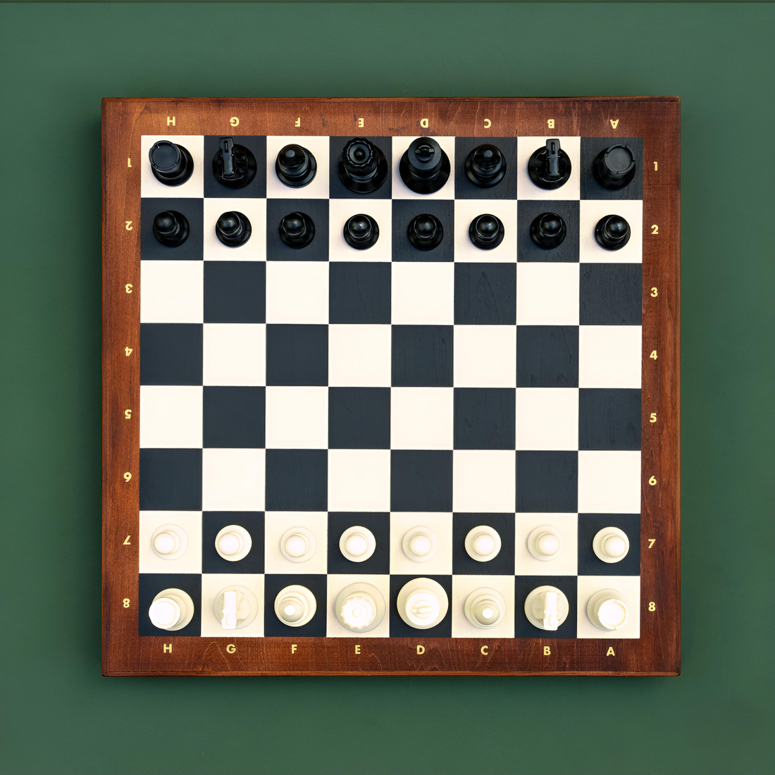 Chess Deluxe - Premium wooden chess set with full size resin pieces on a board.