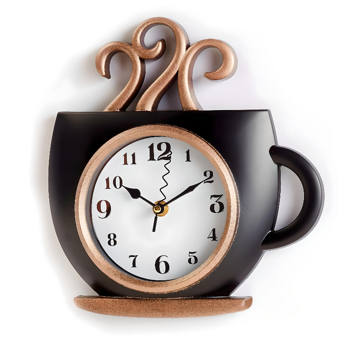 Coffee Mug Design Wall Clock - Black