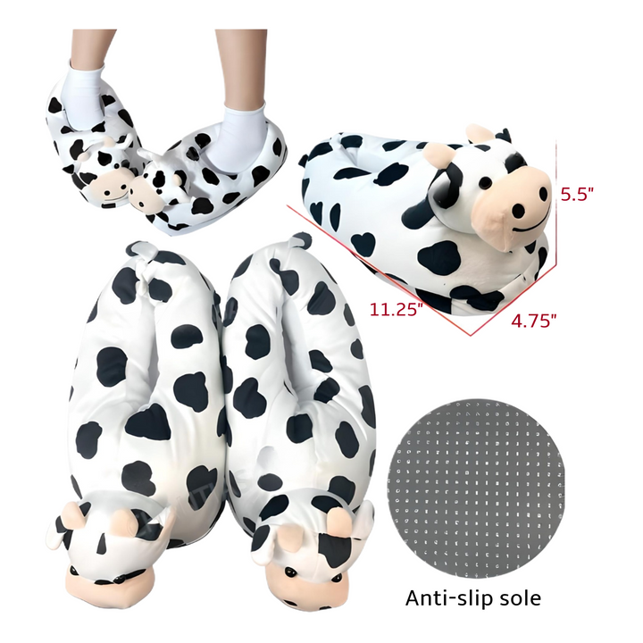 Comfy Plush Cow Slippers