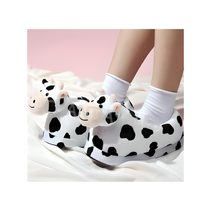 Comfy Plush Cow Slippers