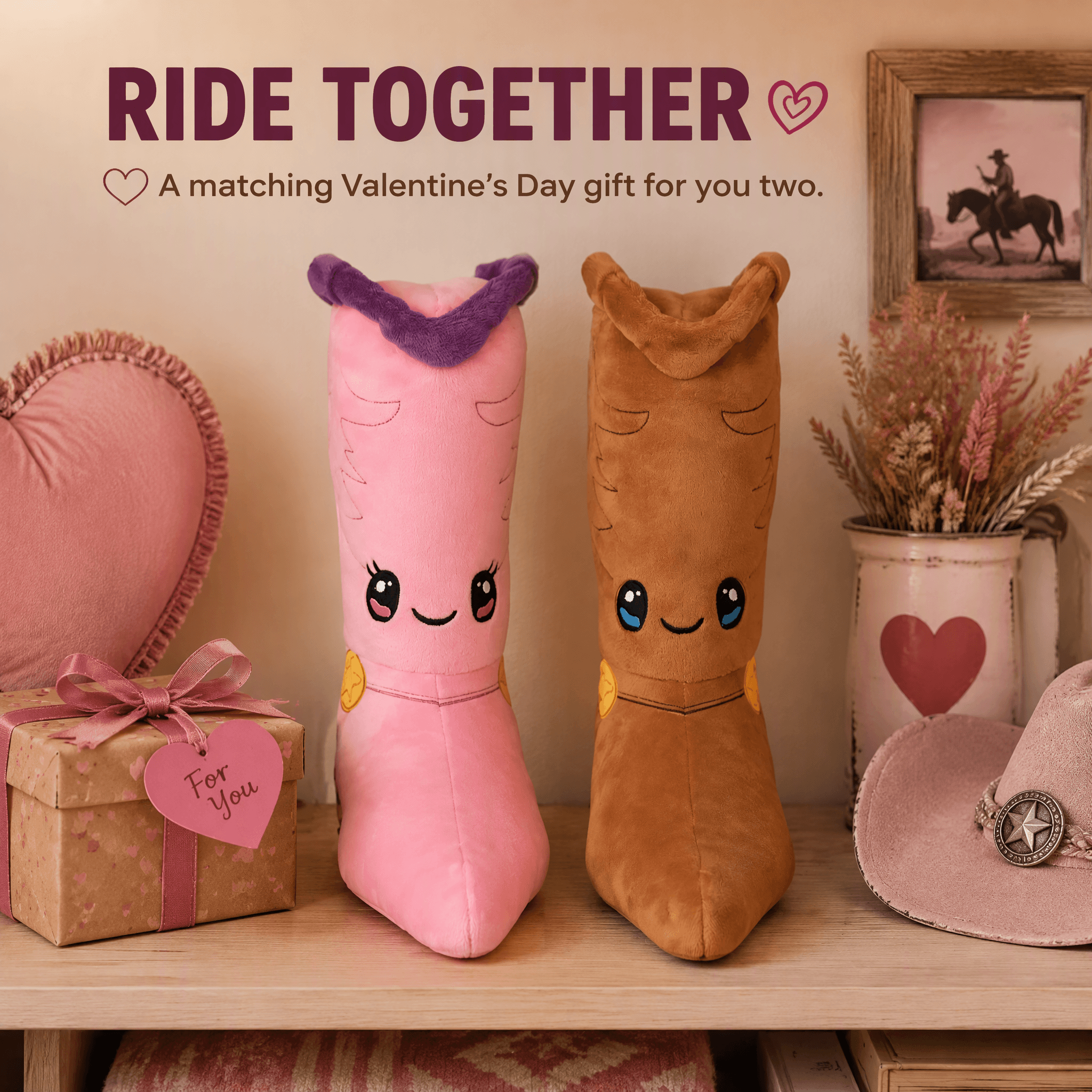 Cowboy Boot Plush Couple Set - Boot Scootin' Sweethearts Gift