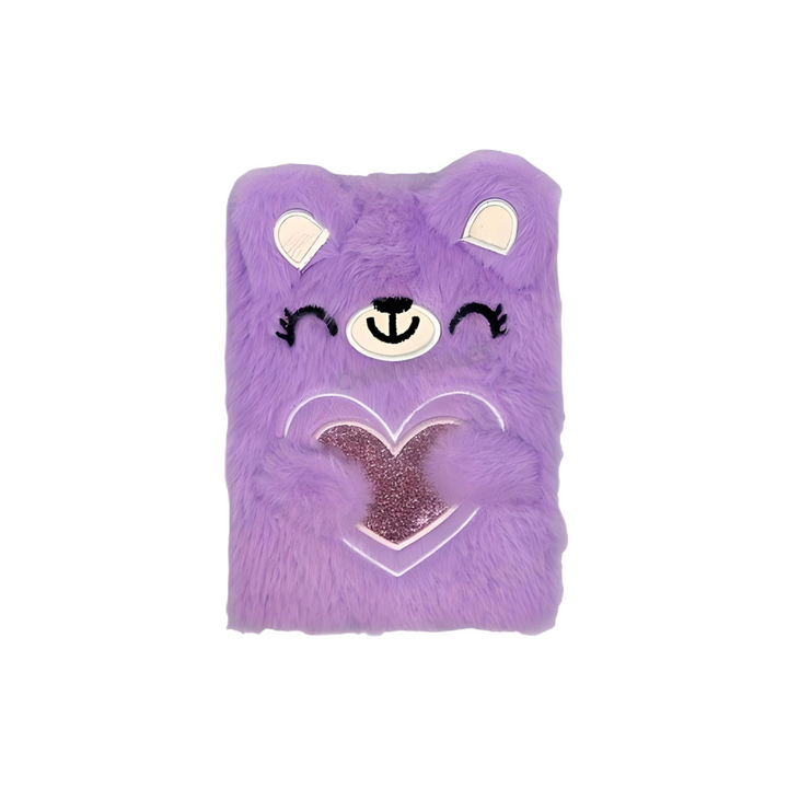 Cute Animal Notebook with Fur Cover & Pen