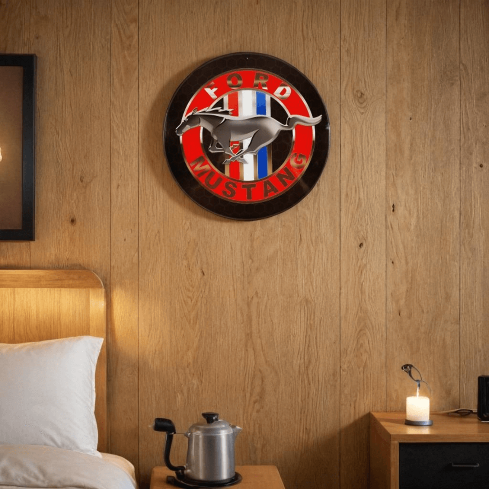 Ford Mustang Round Metal Sign