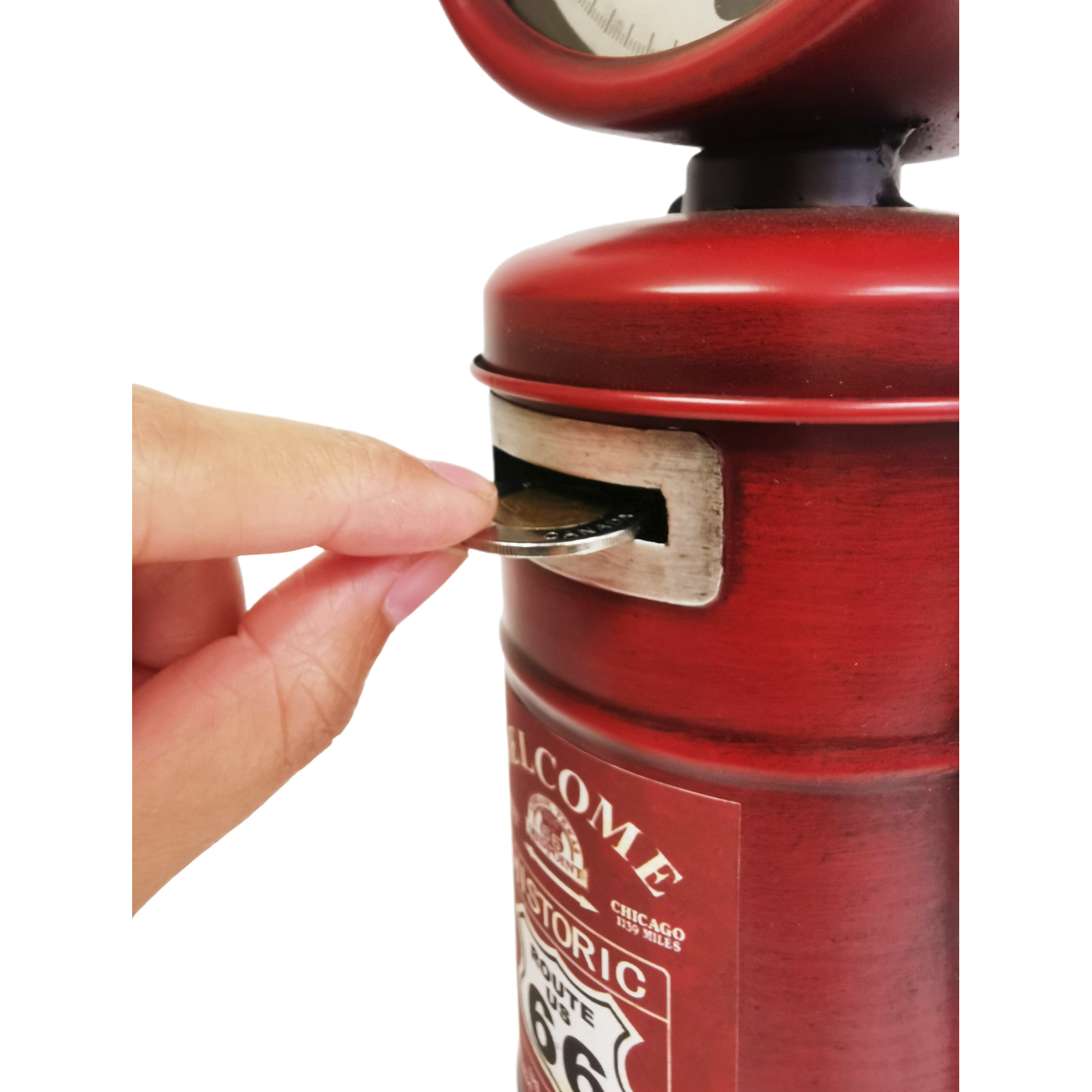 Gas Pump Route 66 Piggy Bank Table Clock