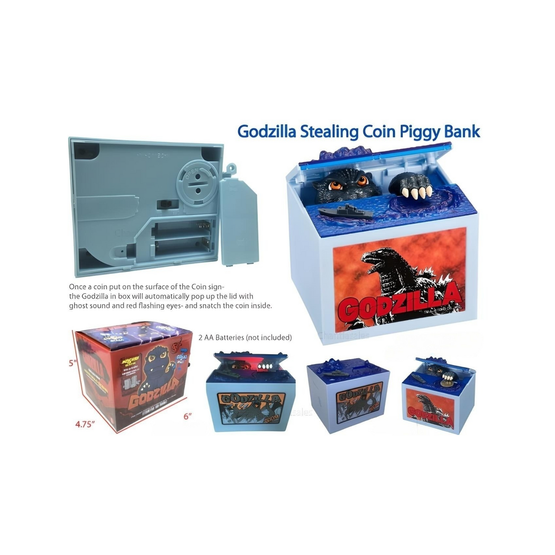 Godzilla Stealing Coin Piggy Bank