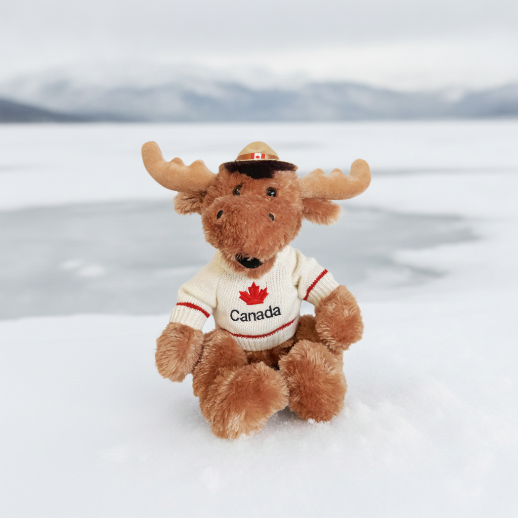Happy Moose with Plush Canada sweater 15"