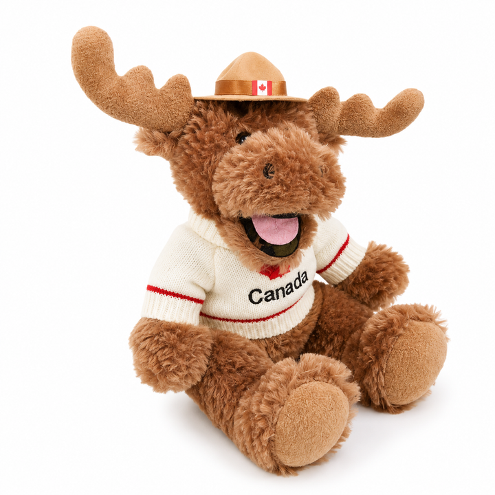 Happy Moose with Plush Canada sweater 15"