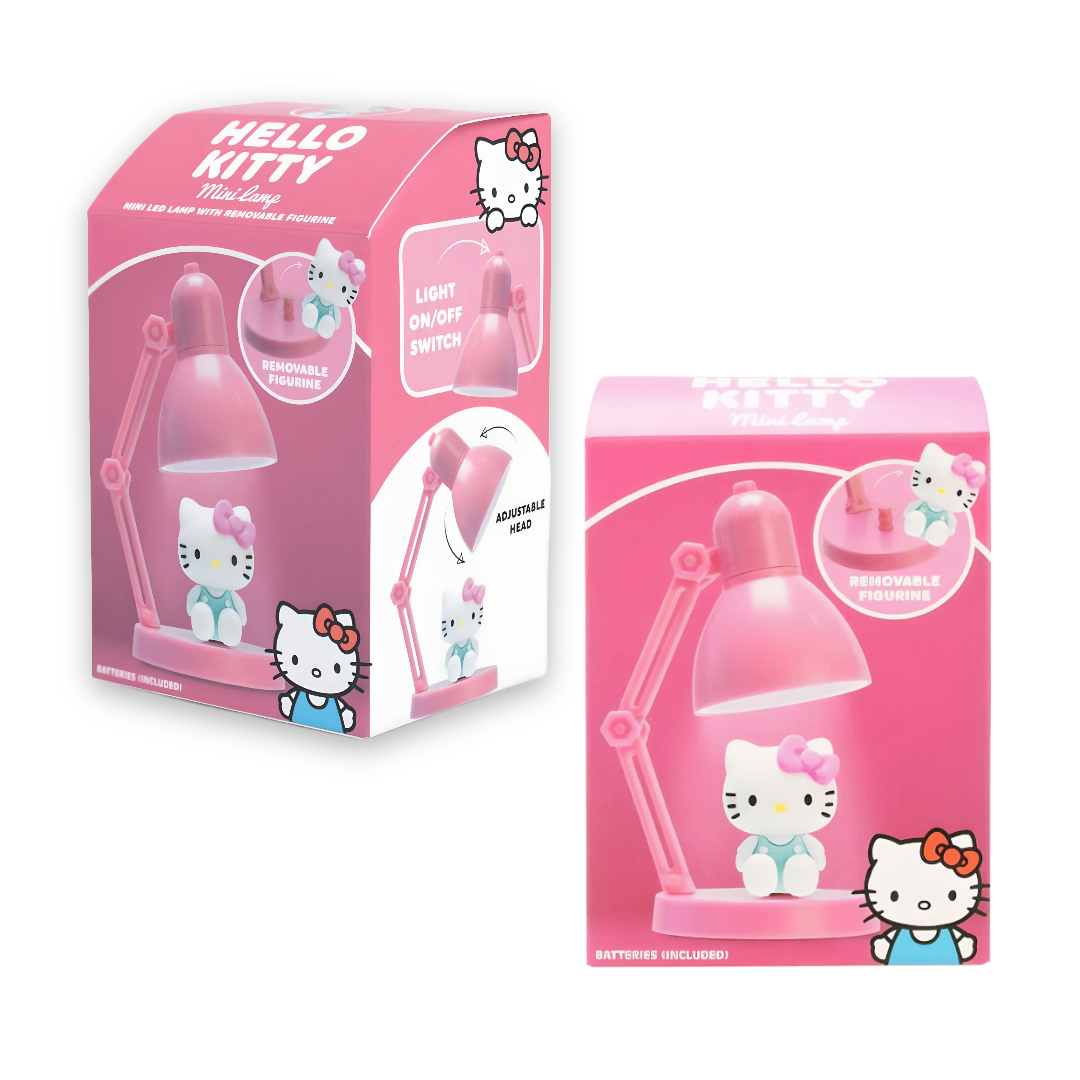 Hello Kitty desk lamp packaging on a white background