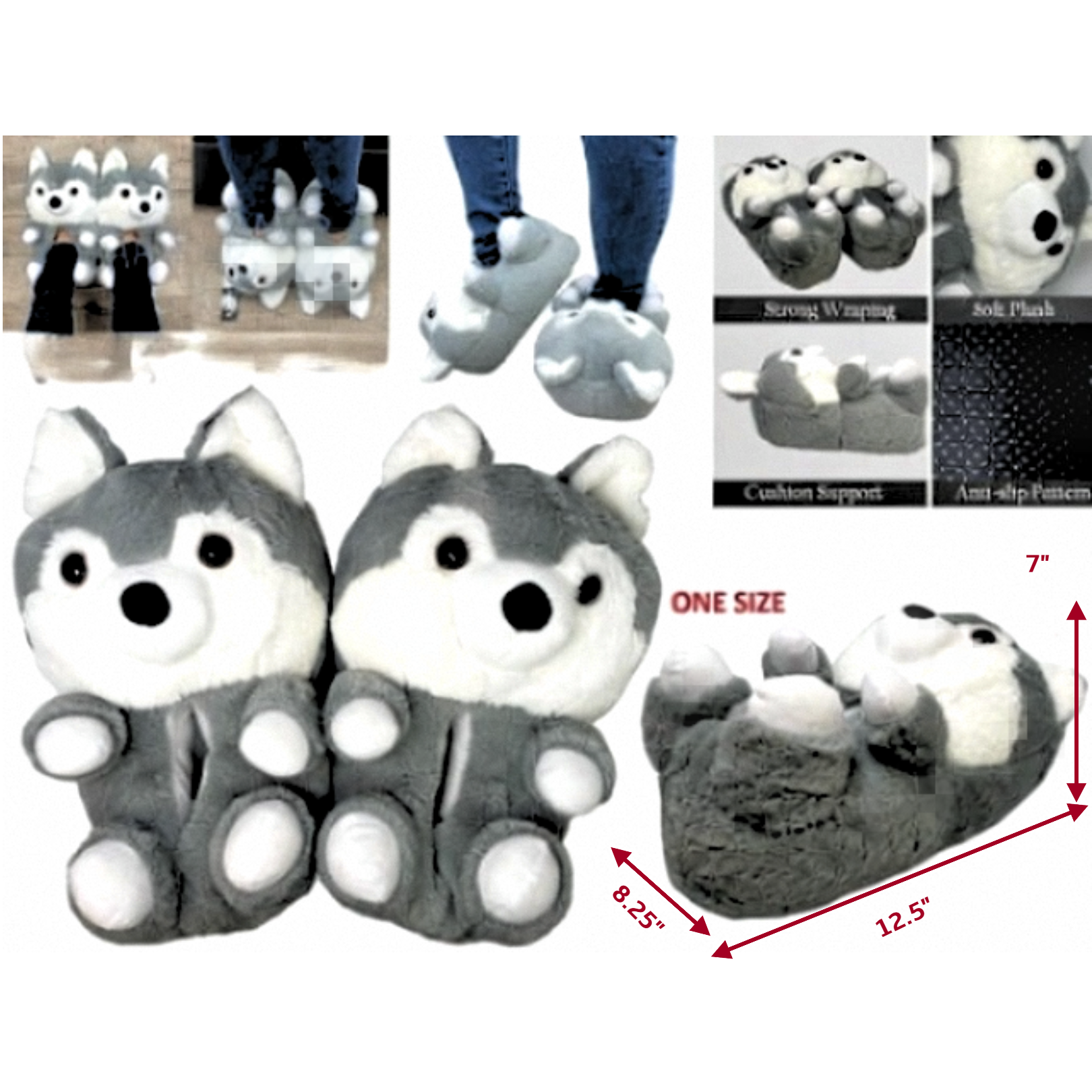 Husky Plush Slippers