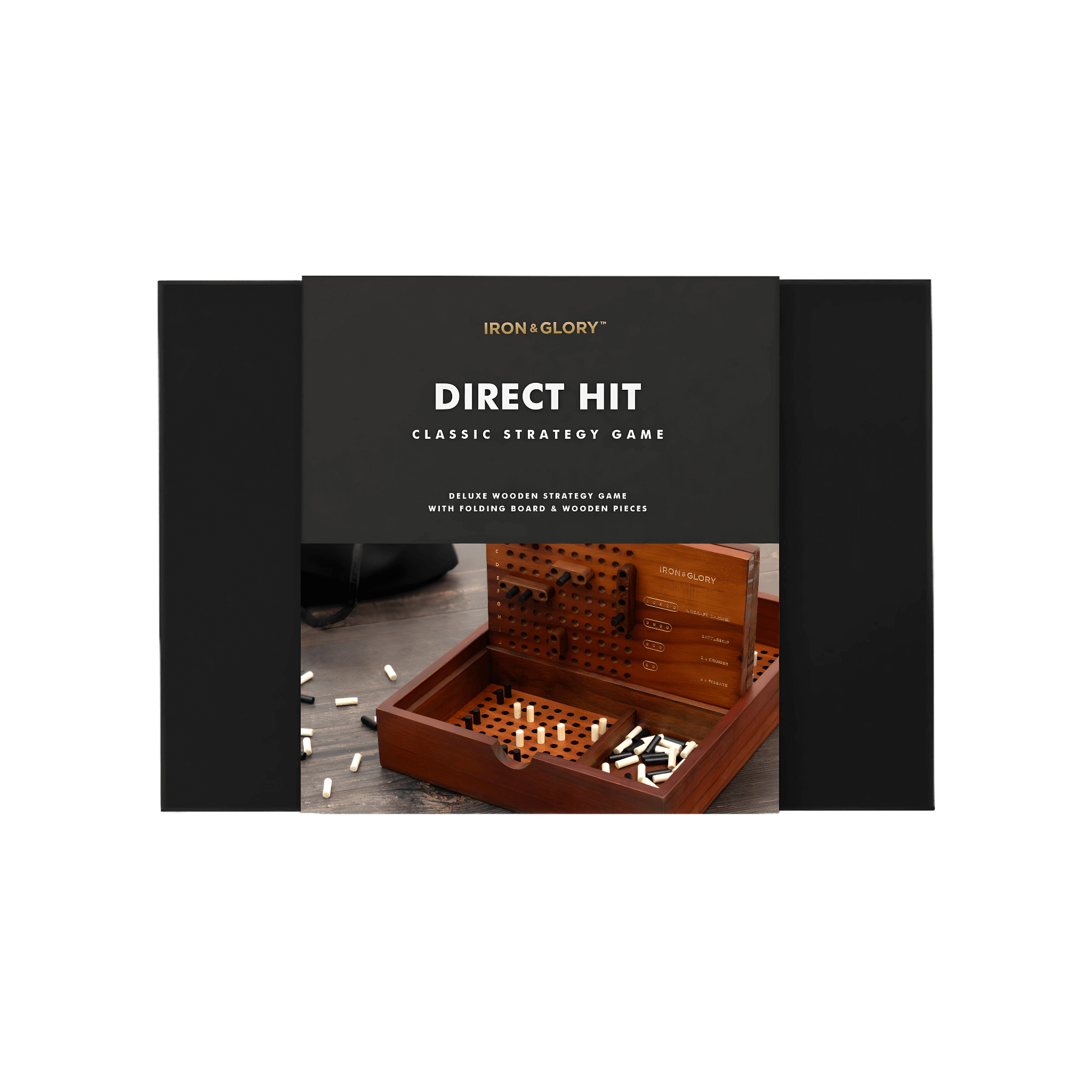 Box of 'Direct Hit' classic strategy game by Iron Glory on a white background
