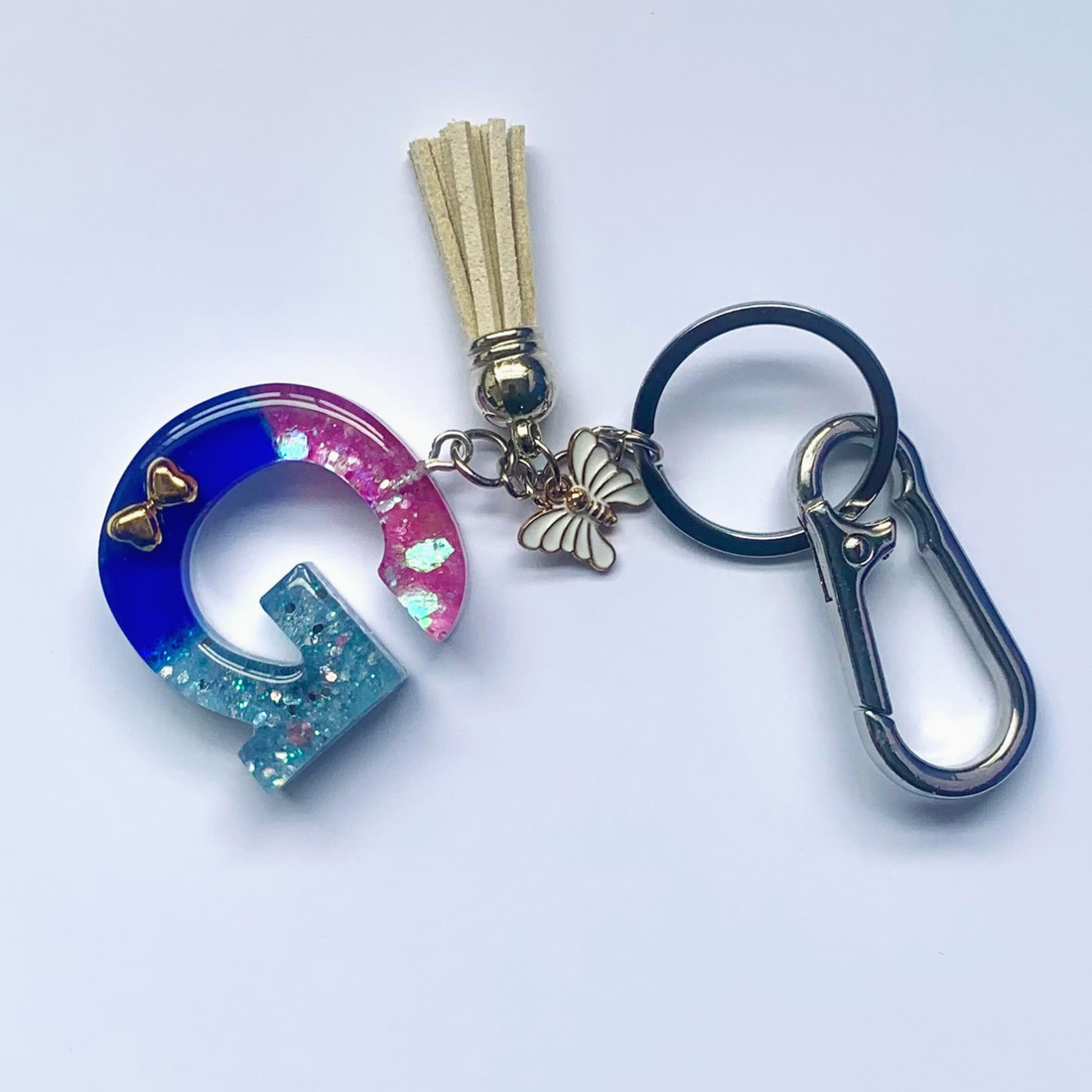 Keychain - Letter G with Carabiner Clip