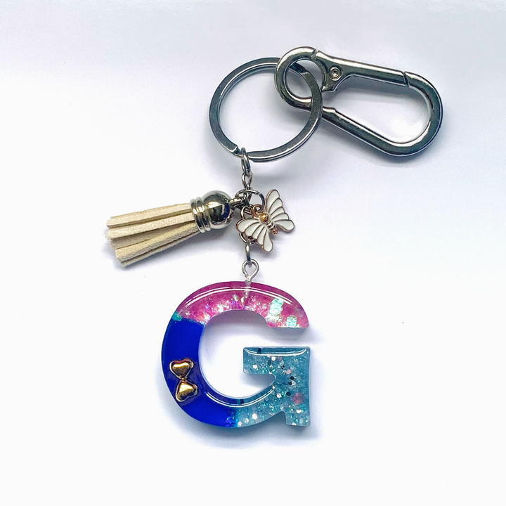 Keychain - Letter G with Carabiner Clip