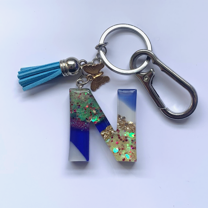 Keychain - Letter N with Carabiner Clip