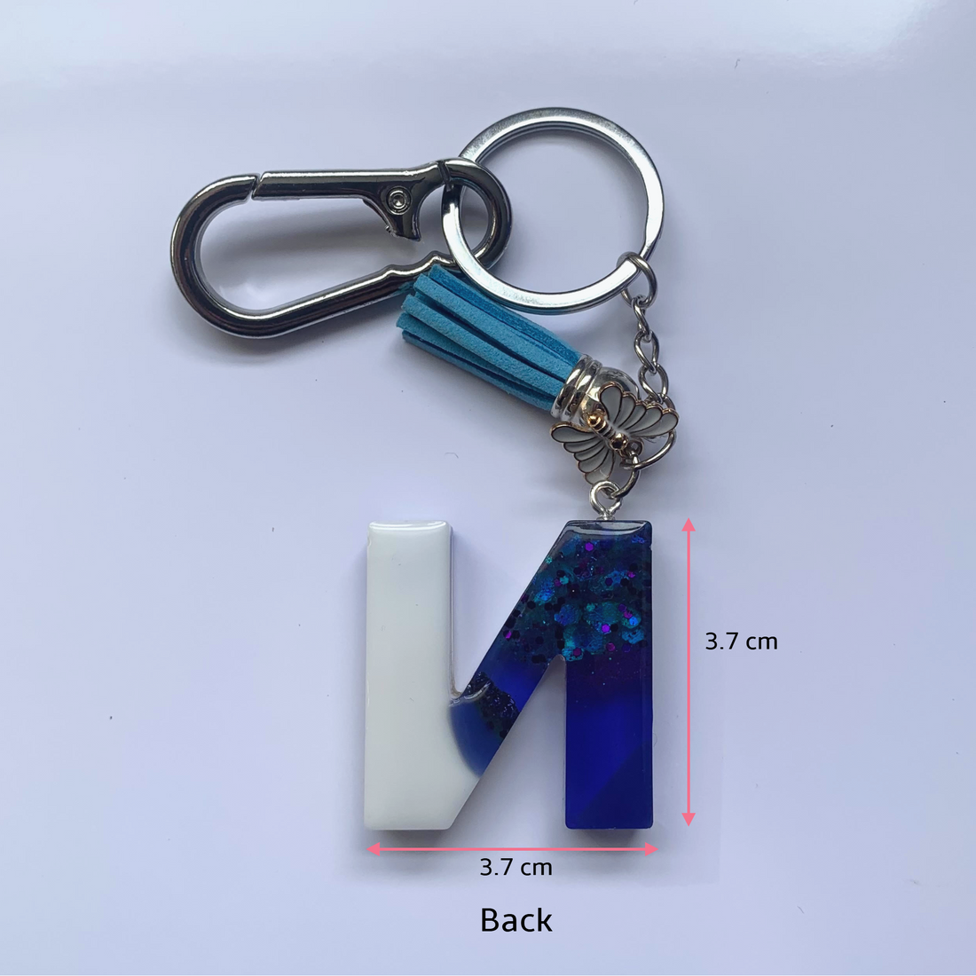 Keychain - Letter N with Carabiner Clip