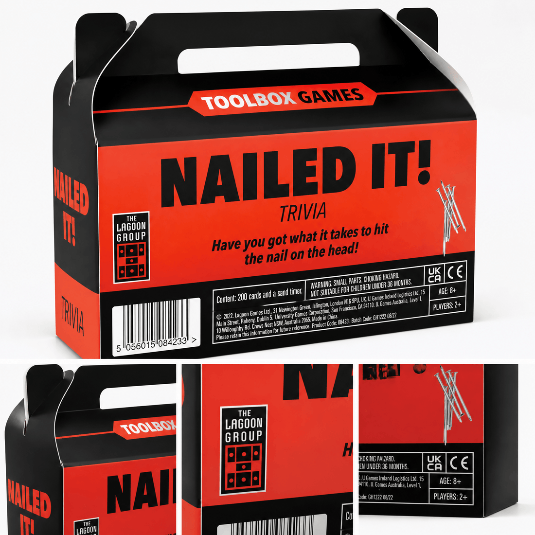 Lagoon Nailed It Trivia Game box featuring fun DIY trivia questions for adults.