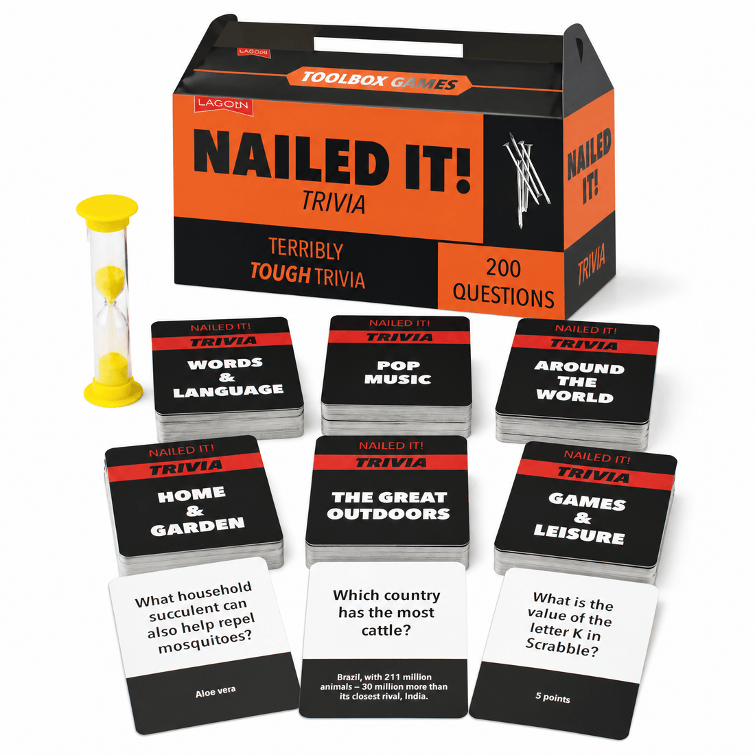 Lagoon Nailed It Trivia Game box with trivia cards for home improvement and DIY themed questions.