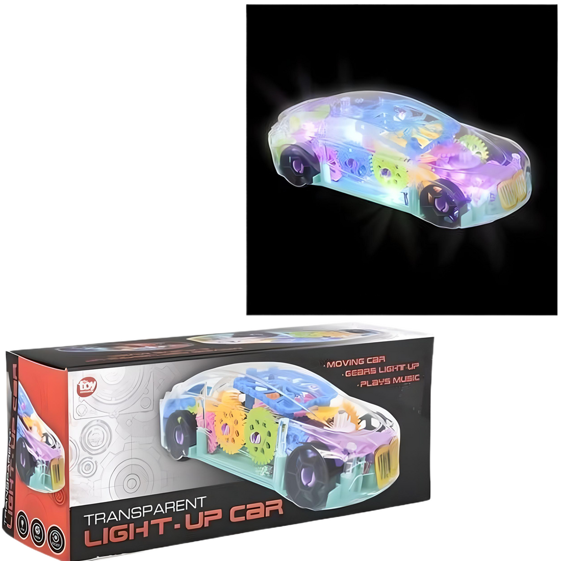 Light-Up Transparent Car 8" - Everbond Gifts