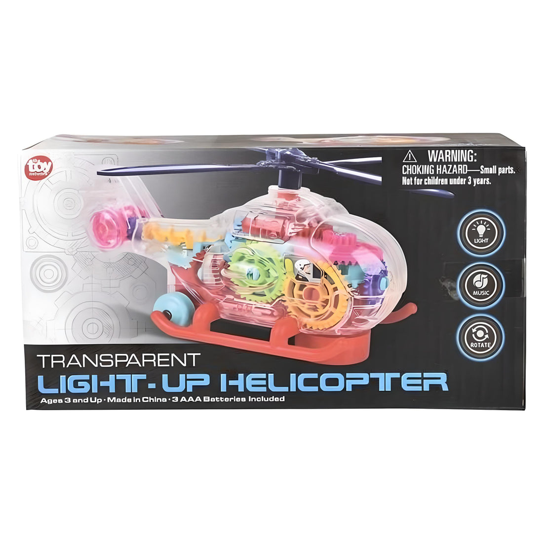 Light-Up Transparent Helicopter - 8" - Everbond Gifts