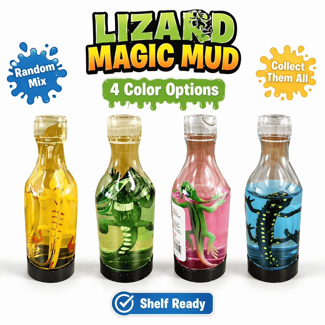 Lizard Slime in a Bottle – Magic Mud Sensory Slime Toy with Lizard Figure