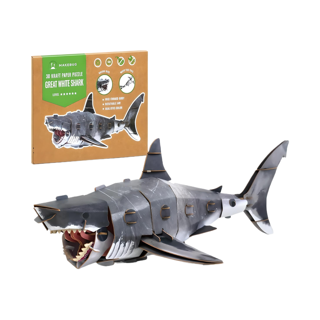 Makebug Great White Shark 3D Paper Puzzle - Everbond Gifts