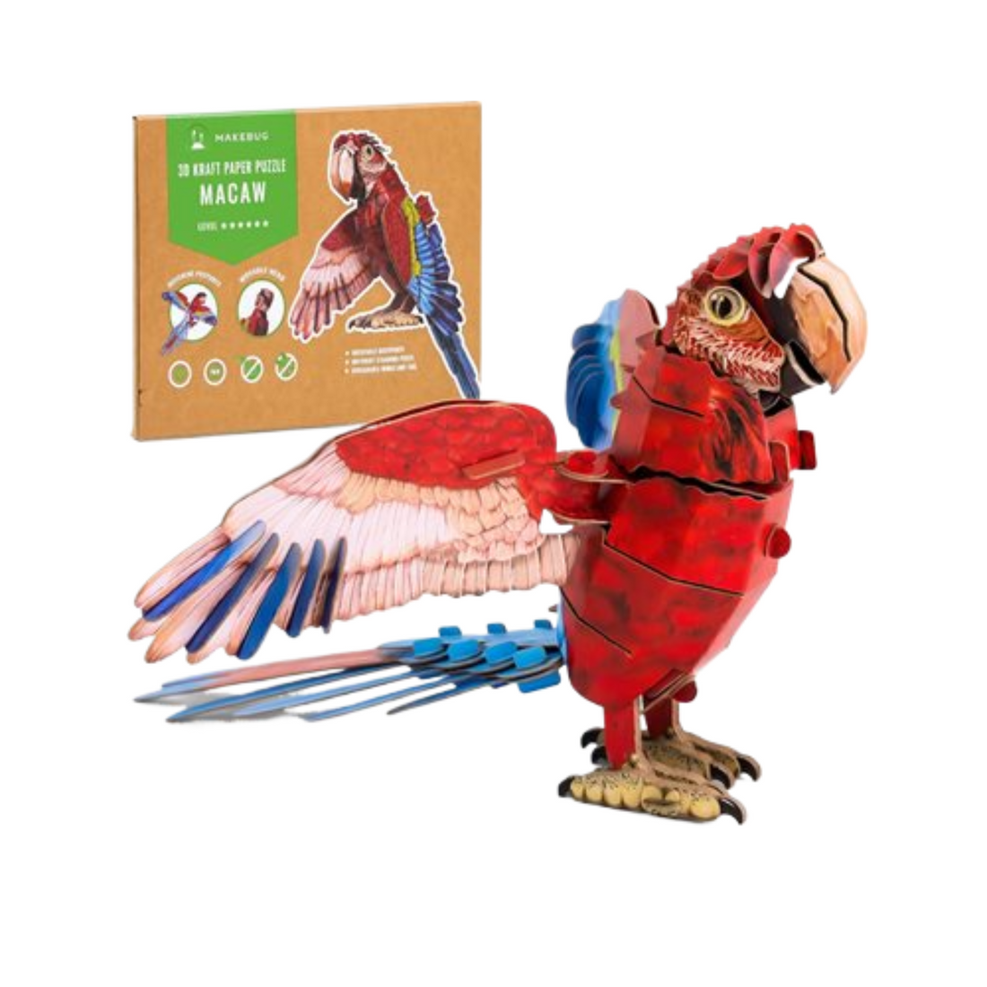 Makebug Macaw 3D Paper Puzzle - Everbond Gifts