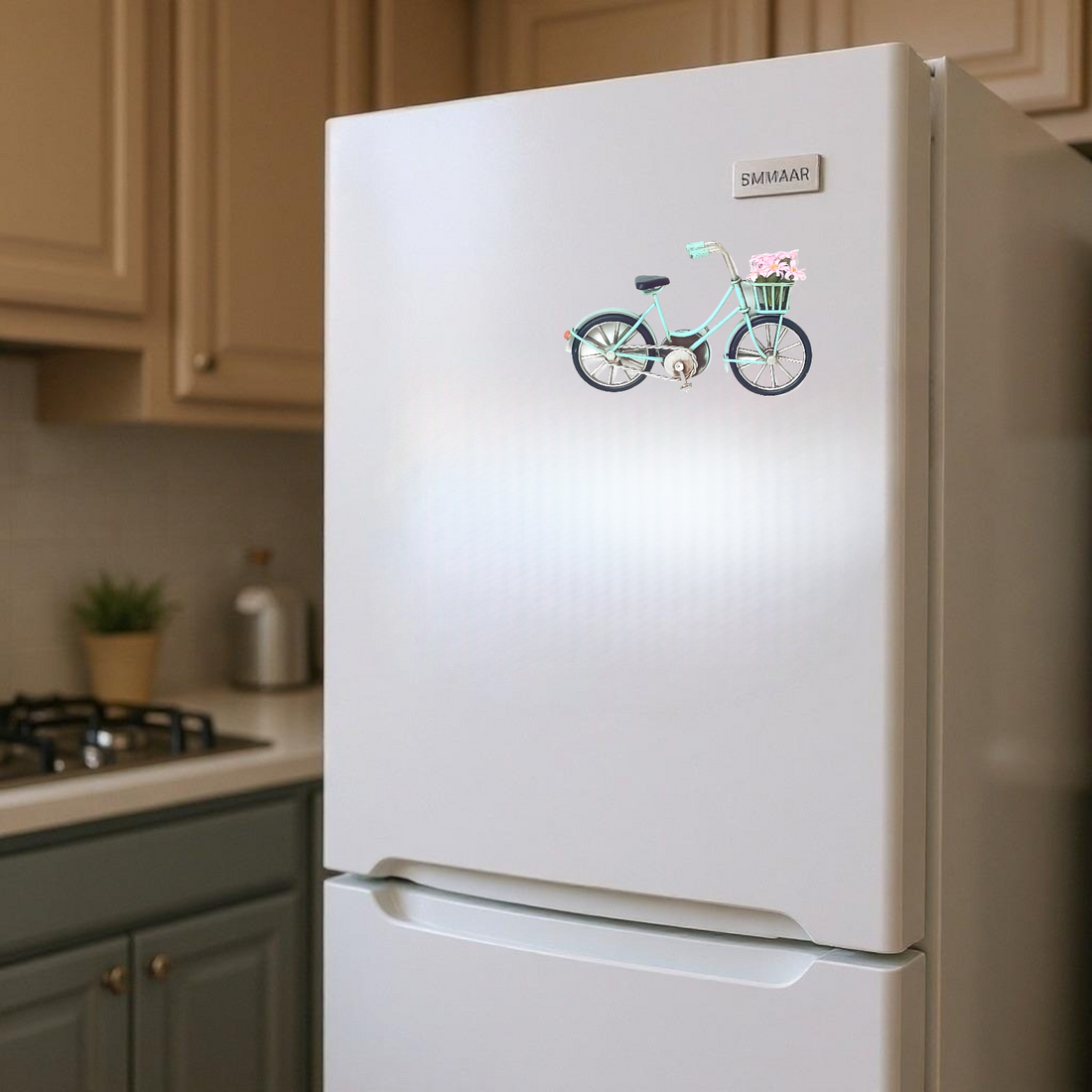 Metal Teal Bicycle Fridge Magnet