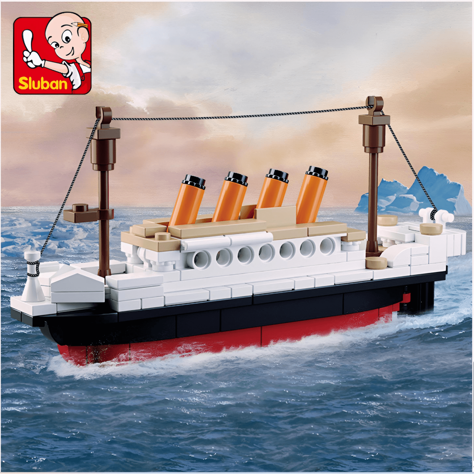 Mini Titanic Collectible Set displayed on waves, showcasing its detailed design and vibrant colors.