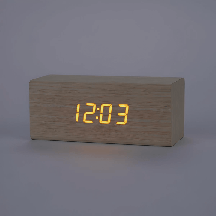 Minimalist Wooden LED Alarm Clock – Cube Design