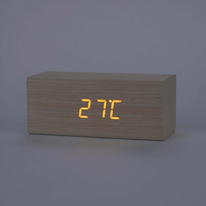 Minimalist Wooden LED Alarm Clock – Cube Design