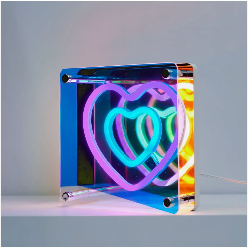 Neon Heart Glow Infinity Mirror - Led Room Light