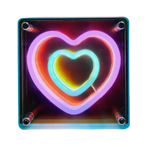 Neon Heart Glow Infinity Mirror - Led Room Light